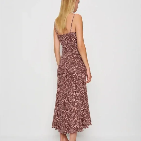 Elegant Brown Polka Dot Dress - Picture 3 of 4